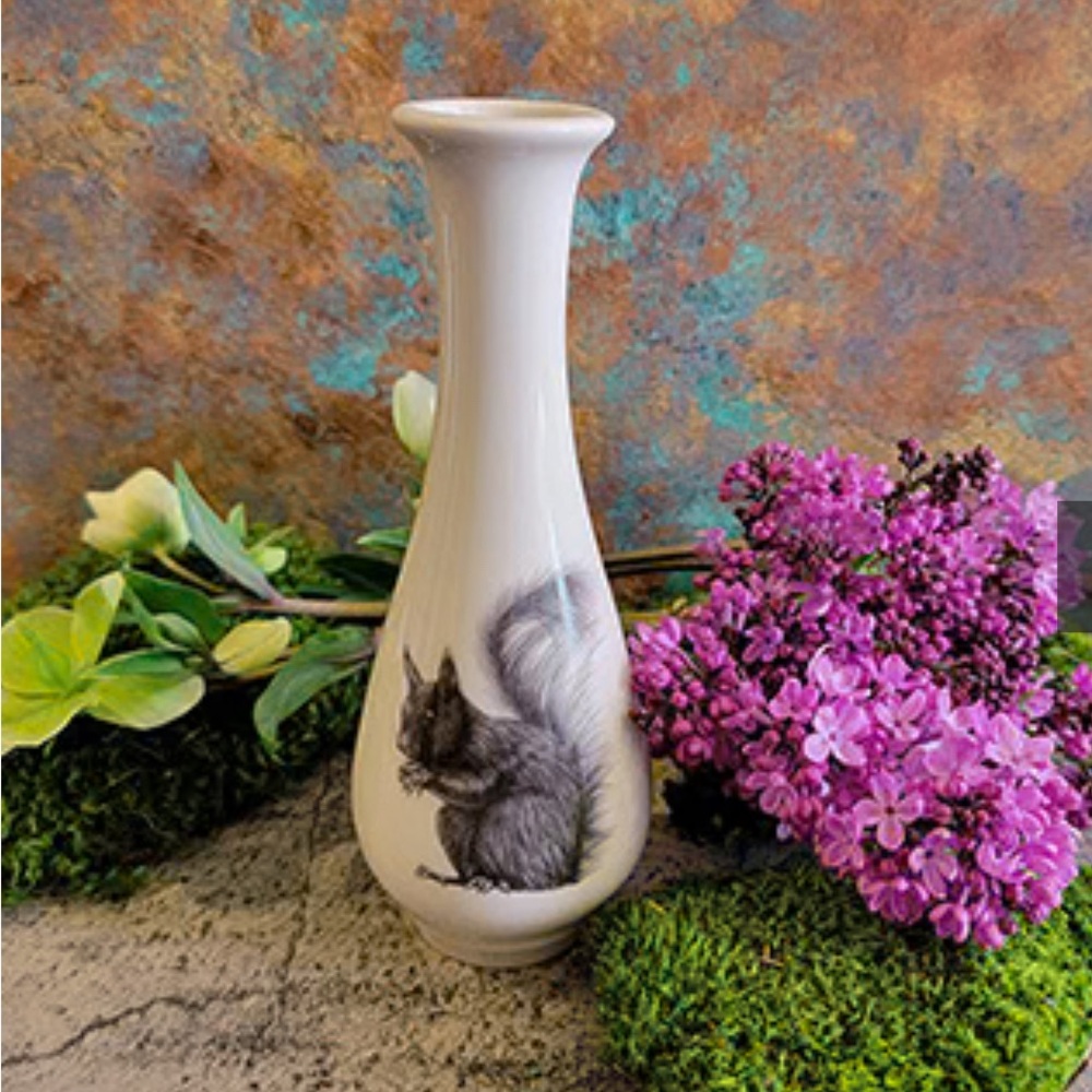 Laura Zindel squirrel bud vase